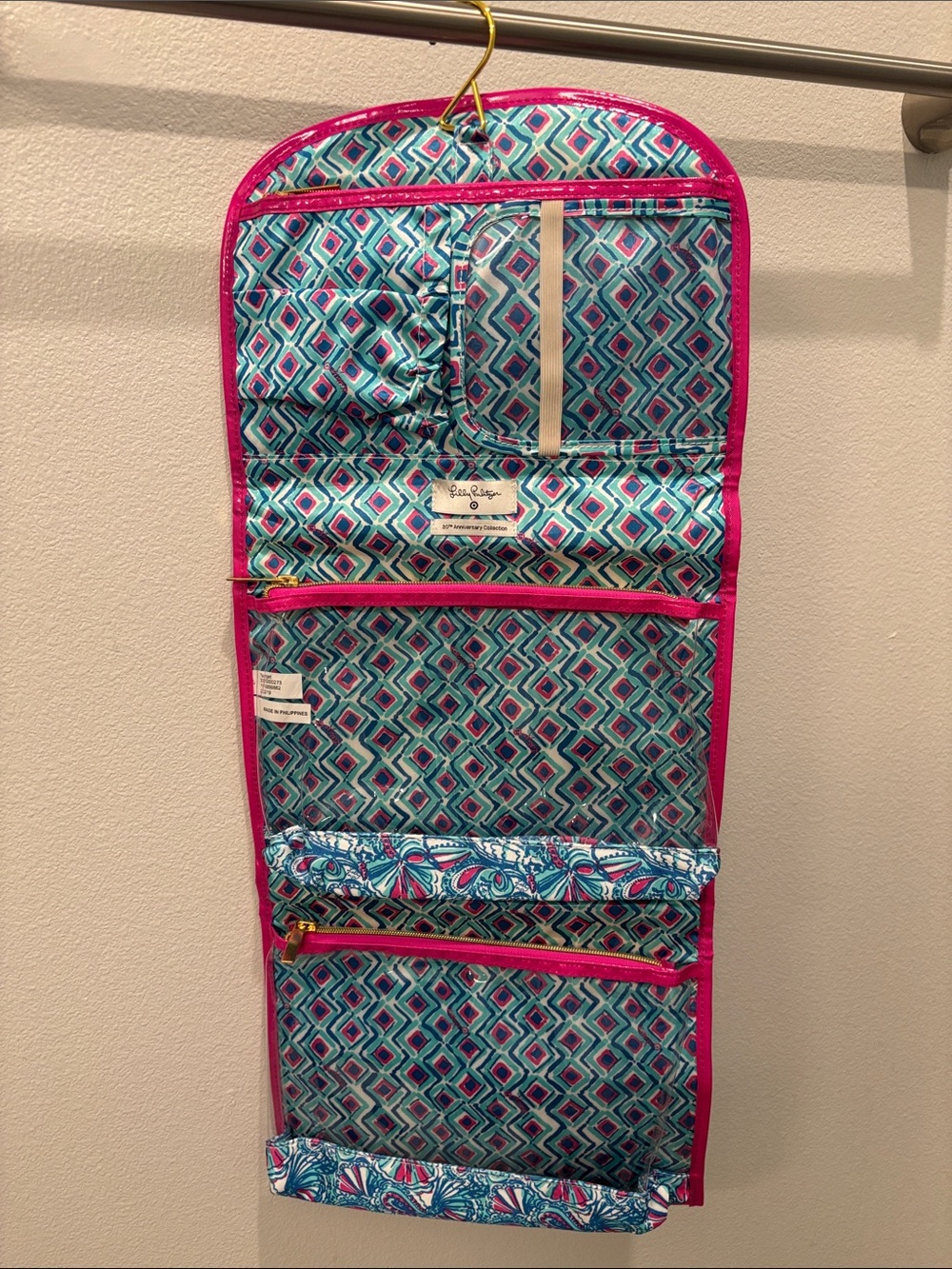 Lilly Pulitzer for Target Pink, Teal & Blue Hanging Jewelry Organizer